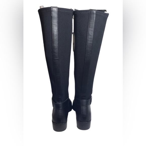 Full Zip Black stretch knit Calf Tall Alfani KALLUM Riding Rain Boots NIB - Picture 9 of 16